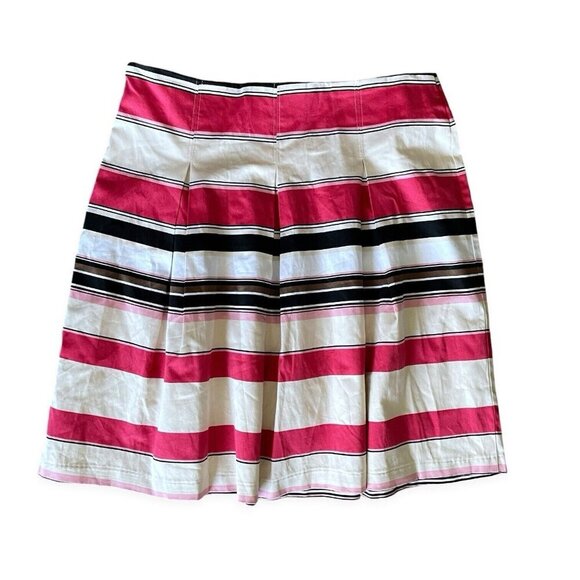 New York & Company NWT Striped Pleated A-line Skirt Sz 8 Multicolor Pink Preppy - Picture 2 of 12